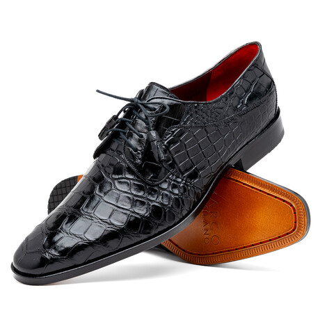 Fitipaldi // Alligator Leather Derby Shoes // Black (US: 7)