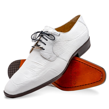 Fitipaldi // Alligator Leather Derby Shoes // White (US: 7)