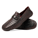 Parma // Caiman Belly Leather Bit Loafers // Black + Cherry (US: 9)