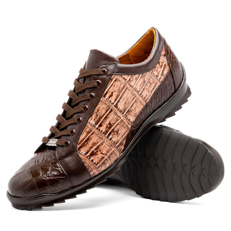 Cairo // Alligator Leather Sneakers // Brown + Orix (US: 7)