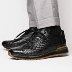 Roma // Caiman Woven Leather Sneaker // Black (US: 9.5)