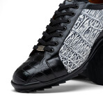 Cairo // Alligator Leather Sneakers // Black + Newspaper (US: 8.5)