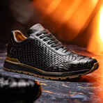 Roma // Caiman Woven Leather Sneaker // Black (US: 9.5)