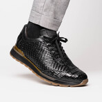 Roma // Caiman Woven Leather Sneaker // Black (US: 9.5)