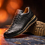 Roma // Caiman Woven Leather Sneaker // Black (US: 9.5)