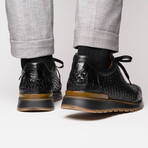 Roma // Caiman Woven Leather Sneaker // Black (US: 9.5)