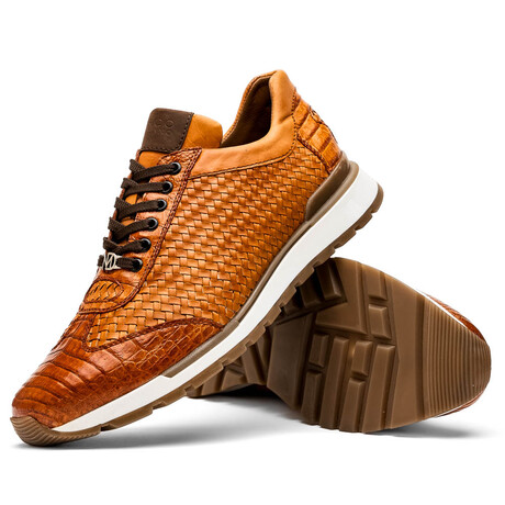 Roma // Caiman Woven Leather Sneaker // Brandy (US: 7)