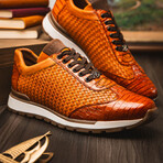 Roma // Caiman Woven Leather Sneaker // Brandy (US: 10)