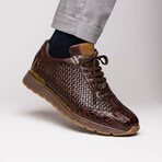 Roma // Caiman Woven Leather Sneaker // Brown (US: 10)