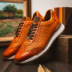 Roma // Caiman Woven Leather Sneaker // Brandy (US: 10)