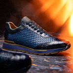 Roma // Caiman Woven Leather Sneaker // Navy (US: 7)