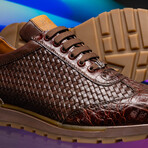 Roma // Caiman Woven Leather Sneaker // Brown (US: 10)