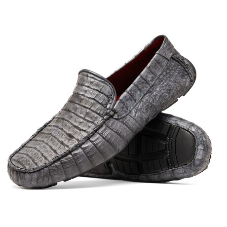 Remo // Caiman Leather Penny Loafers // Gray (US: 7)