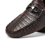 Parma // Caiman Belly Leather Bit Loafers // Black + Cherry (US: 9)