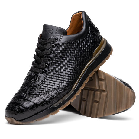 Roma // Caiman Woven Leather Sneaker // Black (US: 7)