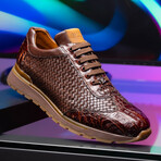 Roma // Caiman Woven Leather Sneaker // Brown (US: 10)