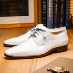 Fitipaldi // Alligator Leather Derby Shoes // White (US: 9)