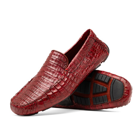 Remo // Caiman Leather Penny Loafers // Wine (US: 7)