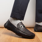 Parma // Caiman Belly Leather Bit Loafers // Black + Cherry (US: 9)