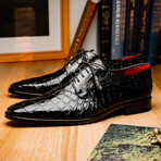 Fitipaldi // Alligator Leather Derby Shoes // Black (US: 9.5)