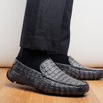 Remo // Caiman Leather Penny Loafers // Gray (US: 8)