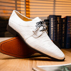 Fitipaldi // Alligator Leather Derby Shoes // White (US: 9)