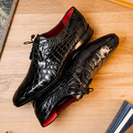 Fitipaldi // Alligator Leather Derby Shoes // Black (US: 9.5)