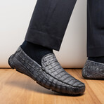 Remo // Caiman Leather Penny Loafers // Gray (US: 8)