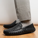 Remo // Caiman Leather Penny Loafers // Black (US: 8.5)