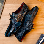 Fitipaldi // Alligator Leather Derby Shoes // Rustic Navy (US: 9.5)