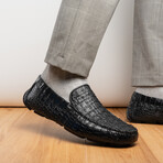 Remo // Caiman Leather Penny Loafers // Black (US: 8.5)