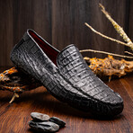 Remo // Caiman Leather Penny Loafers // Black (US: 8.5)