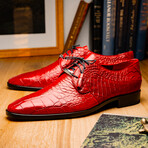 Fitipaldi // Alligator Leather Derby Shoes // Red (US: 8.5)