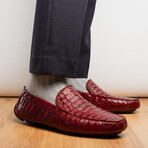 Remo // Caiman Leather Penny Loafers // Wine (US: 10.5)