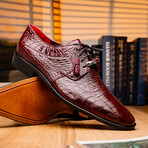 Fitipaldi // Alligator Leather Derby Shoes // Wine (US: 7.5)