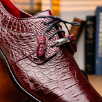 Fitipaldi // Alligator Leather Derby Shoes // Wine (US: 7.5)