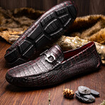 Parma // Caiman Belly Leather Bit Loafers // Black + Cherry (US: 9)