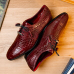 Fitipaldi // Alligator Leather Derby Shoes // Wine (US: 7.5)