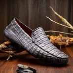 Remo // Caiman Leather Penny Loafers // Gray (US: 8)