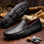 Remo // Caiman Leather Penny Loafers // Black (US: 8.5)