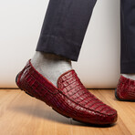 Remo // Caiman Leather Penny Loafers // Wine (US: 10.5)