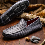 Remo // Caiman Leather Penny Loafers // Gray (US: 8)