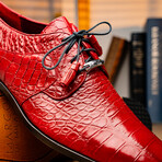 Fitipaldi // Alligator Leather Derby Shoes // Red (US: 8.5)