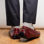 Remo // Caiman Leather Penny Loafers // Wine (US: 10.5)