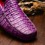 Remo // Caiman Leather Penny Loafers // Purple (US: 10.5)