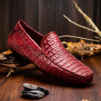 Remo // Caiman Leather Penny Loafers // Wine (US: 10.5)