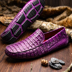 Remo // Caiman Leather Penny Loafers // Purple (US: 10.5)