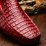 Remo // Caiman Leather Penny Loafers // Wine (US: 10.5)