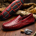 Remo // Caiman Leather Penny Loafers // Wine (US: 10.5)