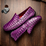 Remo // Caiman Leather Penny Loafers // Purple (US: 10.5)